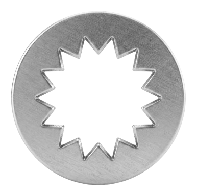 Circular torque washer with star-shaped cutout